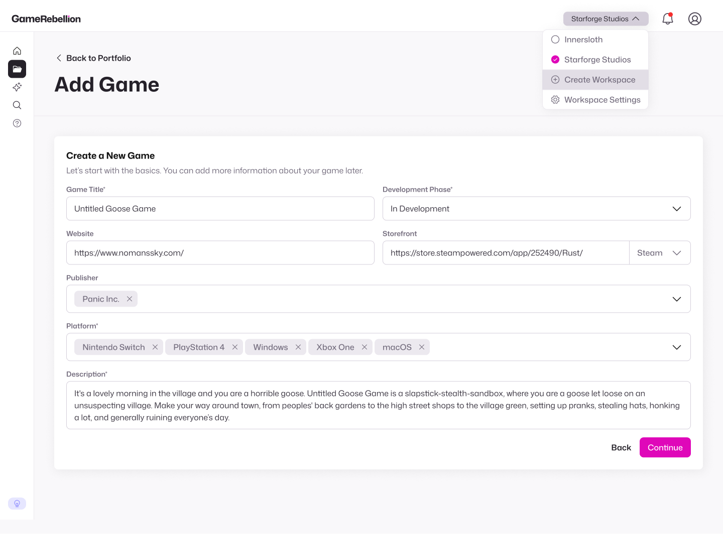 Mockup of a user adding a game to their profile.