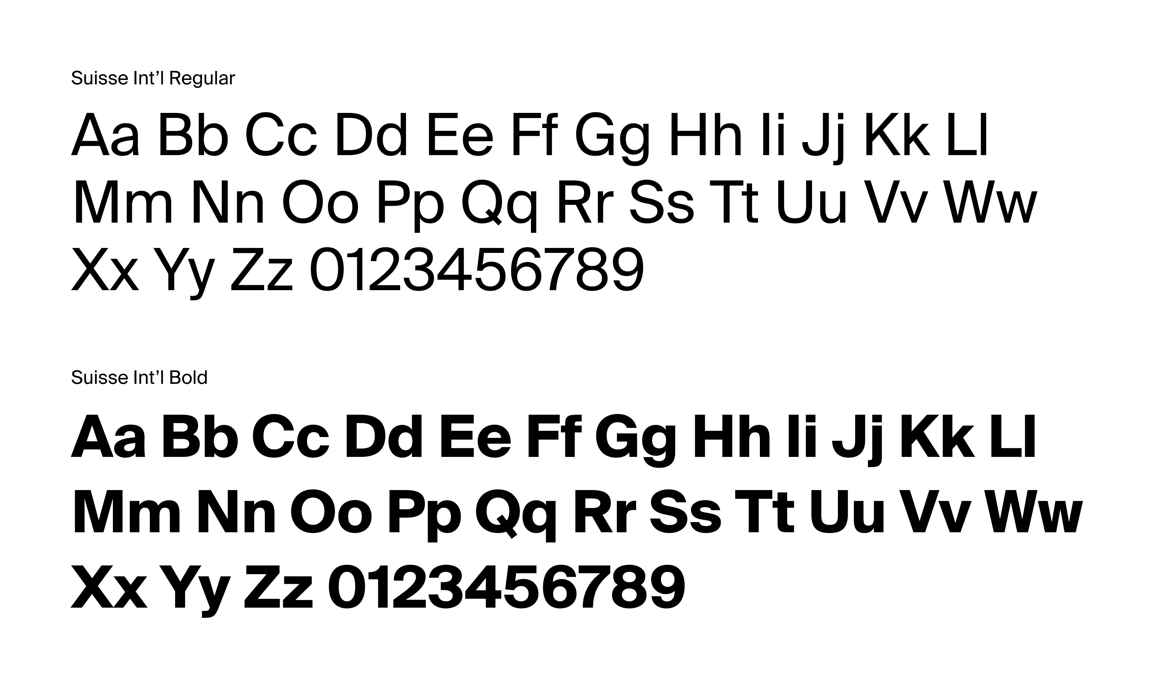 Suisse Int'l typeface sample, OutNorm's chosen typography.