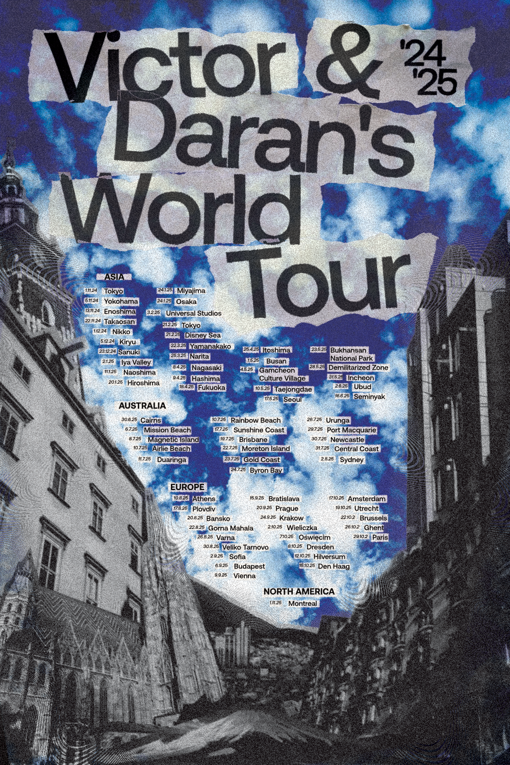 Poster titled Victor & Daran's World Tour.